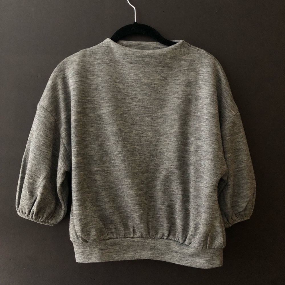 Leith Nordstrom Gray Balloon Sleeve Top XS